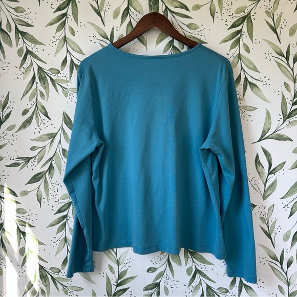 Vintage L.L. Bean Button Up Cardigan. Supima Cotton. XL. Teal. - Picture 3 of 5